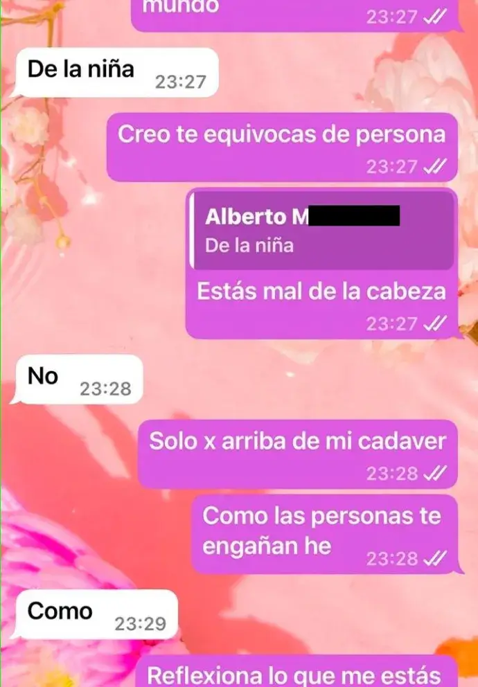 Antes de ser bloqueada, la madre guardó parte de la charla con el acusado.