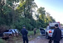 Dos heridos tras un violento choque frontal en la Ruta 211 de El Alcázar